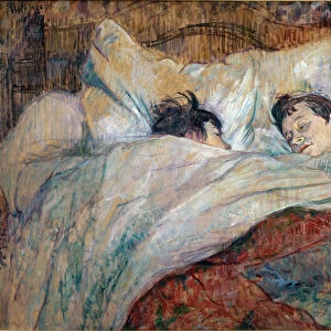 The bed. Two sleeping children - Oil on cardboard, 1892
