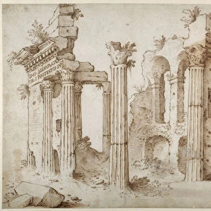 Columniated ruins of the Temple of Minerva, Forum of Nerva