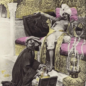 The Daughter of the King of Tunis, Fourth Day, Fourth Story (colour litho)