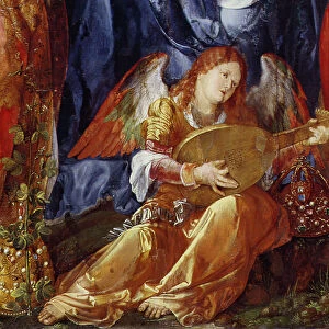 The Feast of the Rose Garlands, detail of the angel musician, 1506 (oil on panel)