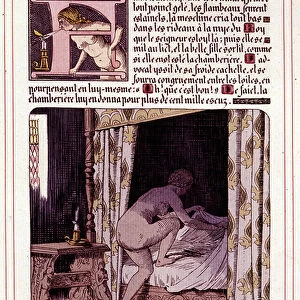 Illustration of Honore de Balzac's novel "La Mye du Roy"by Leon Lebegue (1863-1944), 1902 edition