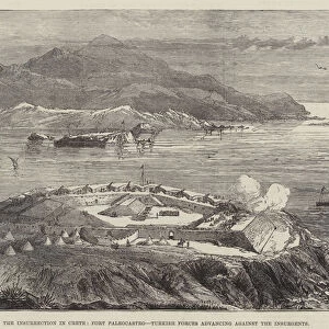 The Insurrection in Crete, Fort Paleocastro, Turkish Forces advancing against the Insurgents (engraving)