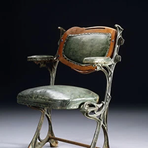 An iron and wood chair designed for the Humbert de Romans Concert Hall, Paris, 1901 (iron