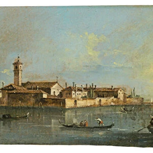 The Island of Lazzaretto Vecchio, Venice (oil on panel)