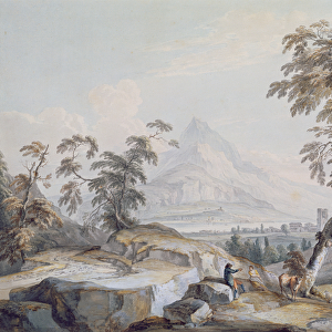 Italianate Landscape with Travellers, no. 1 (w / c on paper)