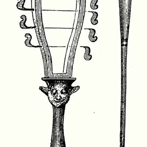 Kemkem, ancient Egyptian musical instrument associated with the goddess Isis (engraving)