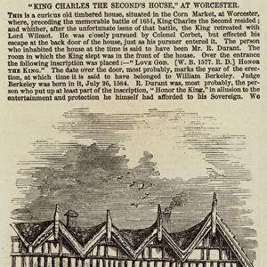 "King Charles the Seconds House, "Worcester (engraving)