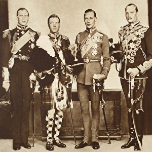 King Edward with his Brothers, 1930s (b / w photo)