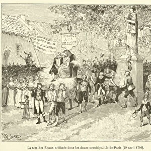La fete des Epoux celebree dans les douze municipalites de Paris, 29 avril 1796 (engraving)