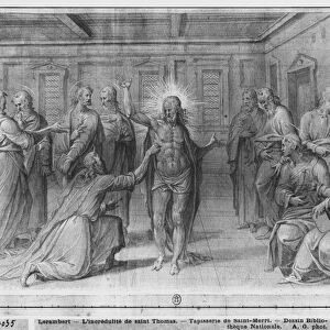 Life of Christ, Incredulity of St. Thomas, preparatory study of tapestry cartoon