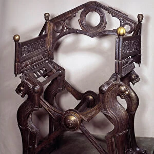Merovingian art: armchair or throne by Dagobert I (602 / 605-638)