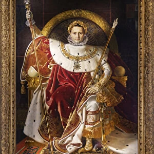Napoleon I on the Imperial throne, 1806 (oil on canvas)