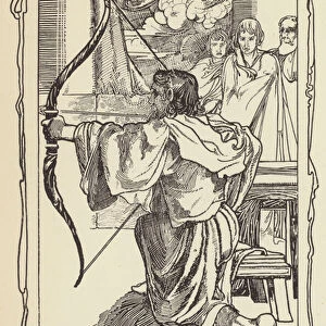 Odysseus drawing the bow (engraving)