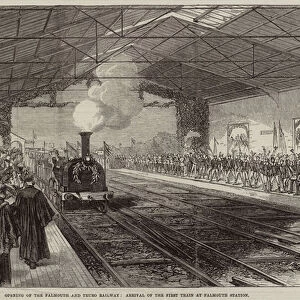Opening of the Falmouth and Truro Railway, Arrival of the First Train at Falmouth Station (engraving)