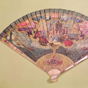 Painted fan, mid 19th century (w/c, paper & mother of pearl)