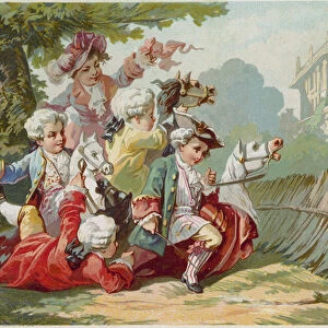 Playing soldiers (chromolitho)
