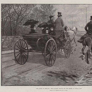 The Queen in Ireland, Her Majesty driving by the Shore of Dublin Bay (litho)