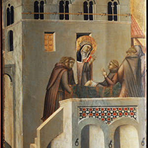 The saint cures the foot of a monk (Polyptych of the life of Saint Humility