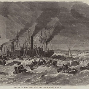 Scene on the River Thames during the Gale on Sunday, 19 March (engraving)