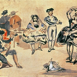 Spanish Dancers, 1862 (w / c, pencil and ink)