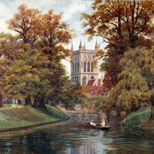 St Johns Chapel, Cambridge (colour litho)