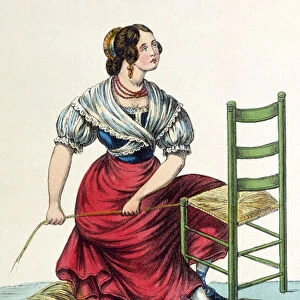 Straw chair maker (colour litho)