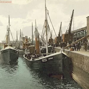 Trawlers in dock, Fleetwood (colour photo)