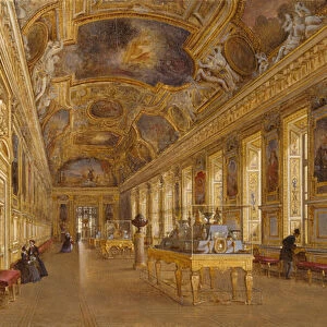 View of the great gallery of Apollon at the Musee du Louvre (oil on canvas)