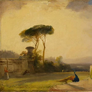 View on the Grounds of a Villa near Florence, 1826 (oil on millboard mounted on canvas)