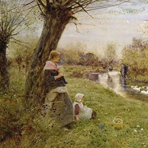 Watching the Ducks, 1890 (w / c on paper)