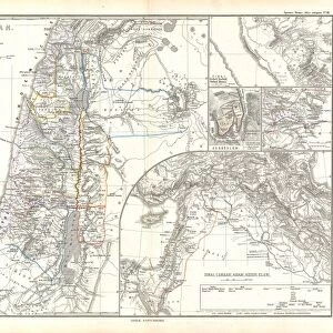 1865, Spruner Map of Israel, Canaan, or Palestine in Ancient Times, topography, cartography