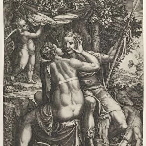 Venus Adonis ca 1570 Engraving Sheet 12 5 / 8 x 8 7 / 8