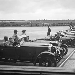 Cars on the start line at the JCC Members Day, Brooklands, 4 July 1931. Artist: Bill Brunell