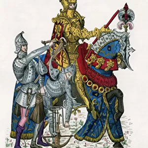Charles VII, King of France, on horseback in full armour, 15th century (1882-1884). Artist: Gautier