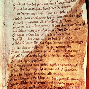 El Cantar del Mio Cid (The Song of the Cid). Manuscript. Fol. Per Abbat, 1307