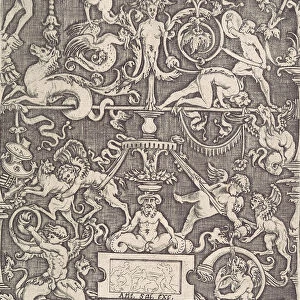 Ornamental Panel, ca. 1514-36. Creator: Agostino Veneziano