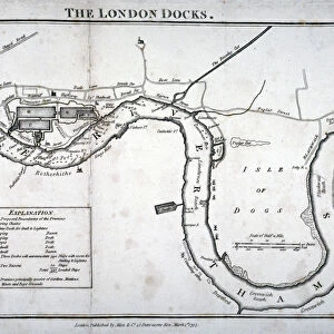 Plan of the River Thames showing the London Docks and the Isle of Dogs, 1797