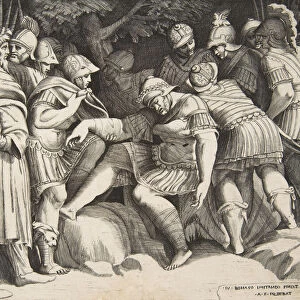 The wounded soldier Scipio in the centre surrounded by figures, 1531-76