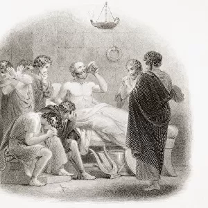 Death Of Socrates, 469 - 399 B. C. Engraved By F. Finden After H. Corbould, From The Book A History Of Greece By Connop Thirlwall Bishop Of St. Davids