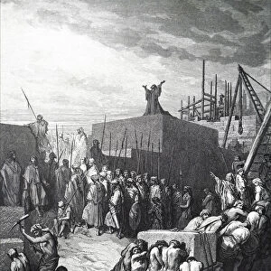 Engraving depicting Solomons rebuilding of the Temple