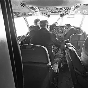 The flight crew of a BOAC VC10 make preparations for landing at Khartoum airport