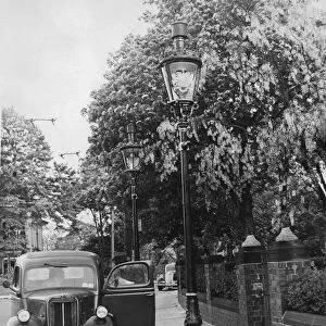 Gas light, street lighting, lamp-posts in 1956
