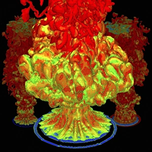 Heating Prints: Fire plumes, computer simulation
